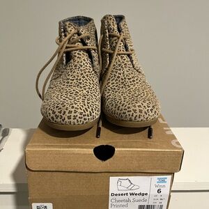 TOMS Cheetah Print Suede Booties